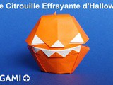 Boîte Citrouille Effrayante d'Halloween en origami