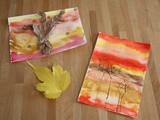 Aquarelle sur papier mouillé et arbre d’automne