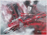 En rouge et noir, tableau abstrait acrylique