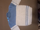 Pull gris et bleu en 4 ans pour Mayeul