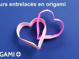 Coeurs entrelacés en origami