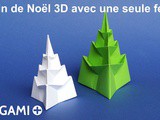 Sapin de Noël 3D avec une seule feuille en origami